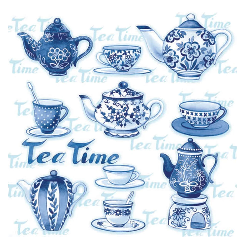 Guardanapo para Decoupage Ambiente 33x33cm com 20 Unidades - Momentos do Chá Azul