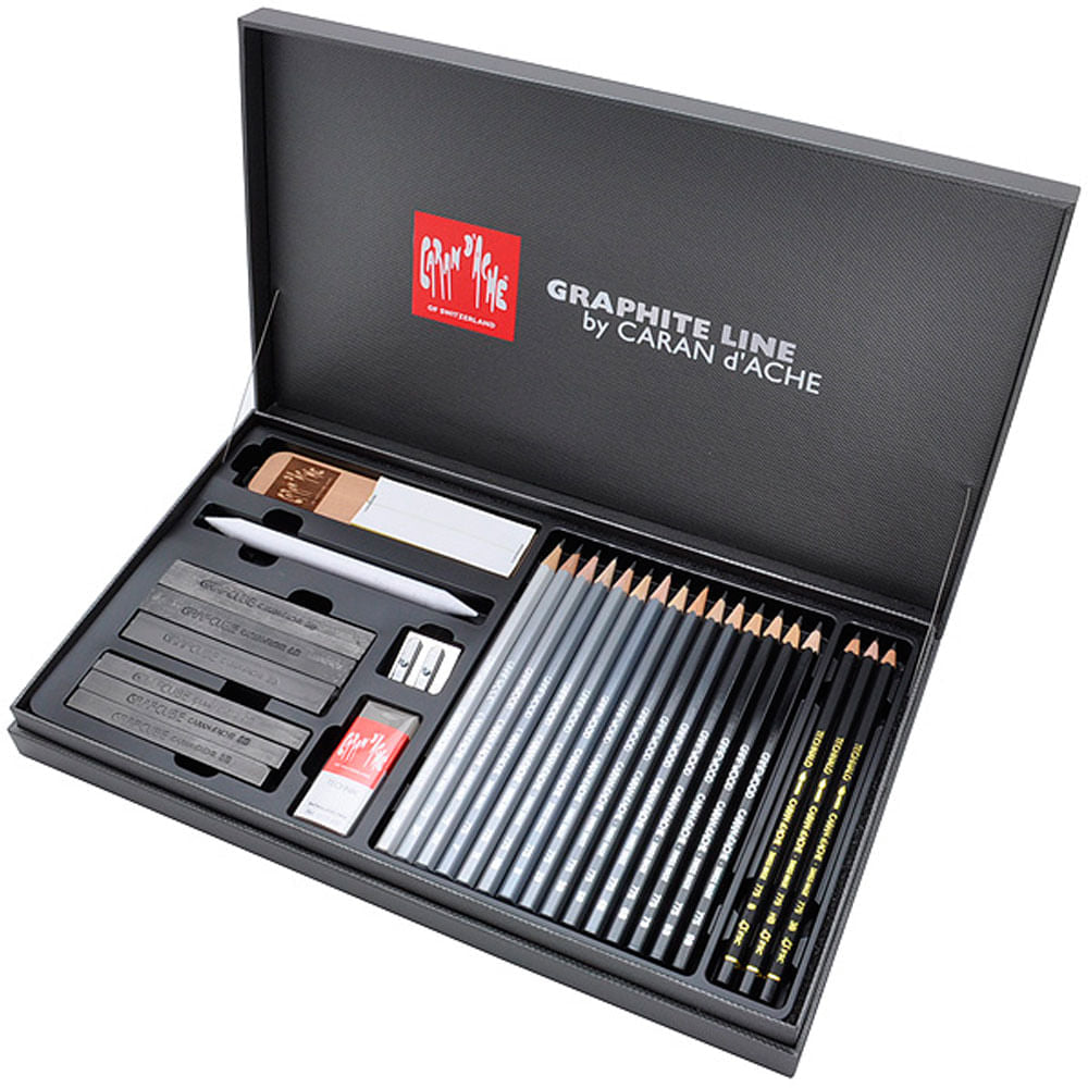 Estojo Desenho Graphite Caran D'ache Line Gift com 28 Peças