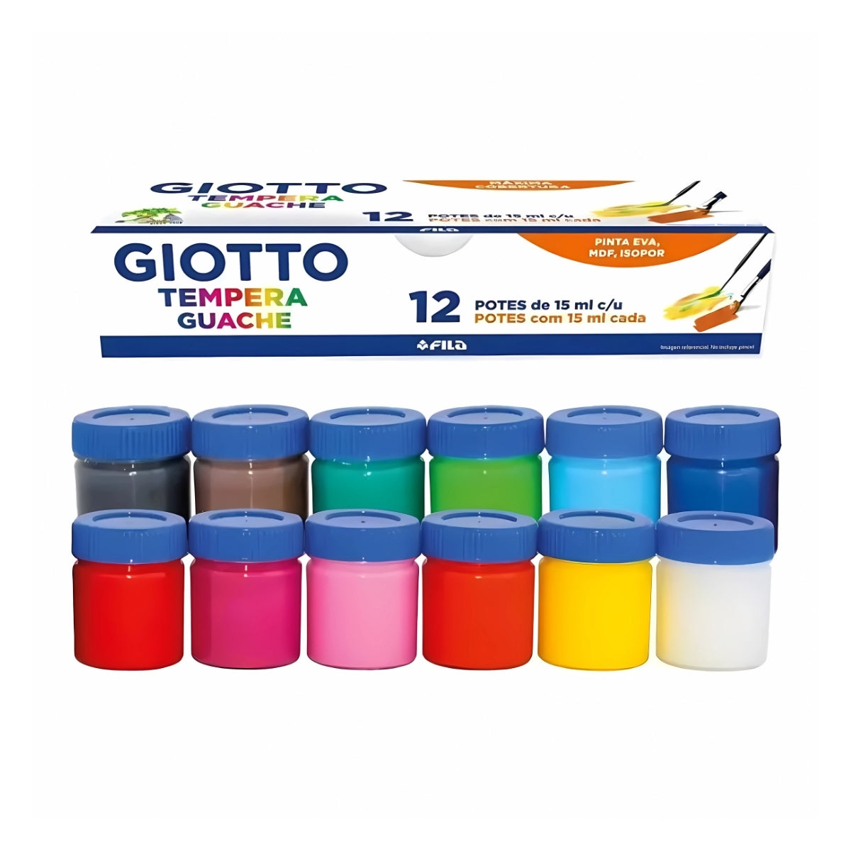 Estojo de Tinta Guache Giotto Têmpera 15ml 12 Cores 017000