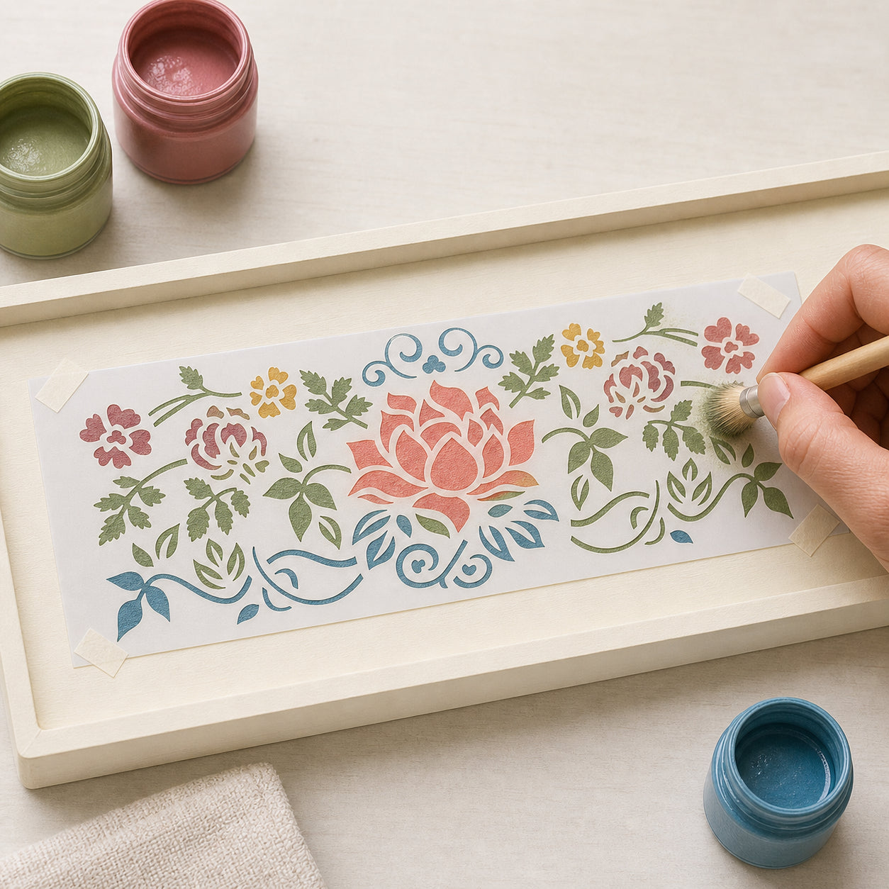 Stencil Pequeno Flor de Lotus 7x17cm para Pintura Decorativa e Artesanato Stp-043 - Litoarte