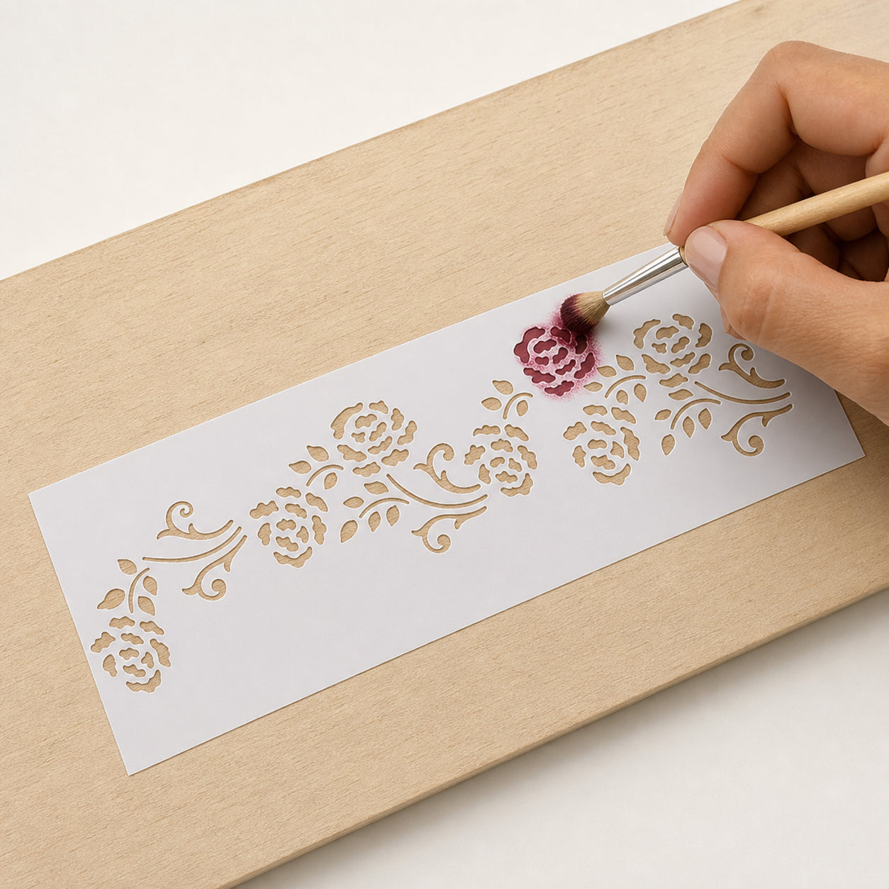 Stencil Pequeno Rosas Ii 7x17cm para Pintura Decorativa e Artesanato Stp-0059 - Litoarte