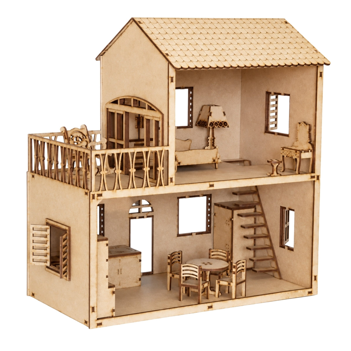 Kit Miniaturas Mdf Cru Casinha Mini Mini com Sacada W4005 - Woodplan