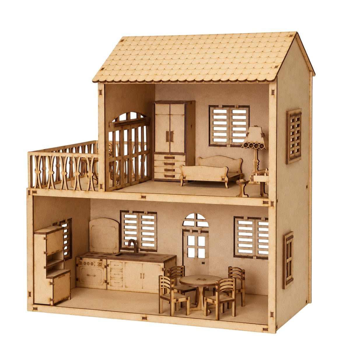 Kit Miniaturas Mdf Cru Casinha Mini Mini com Sacada W4005 - Woodplan
