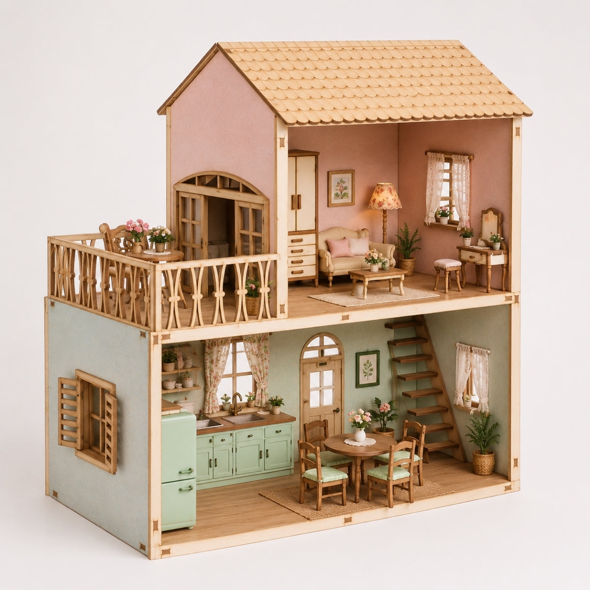 Kit Miniaturas Mdf Cru Casinha Mini Mini com Sacada W4005 - Woodplan