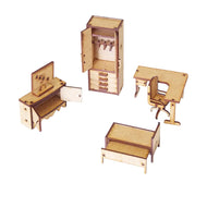 Kit Miniaturas Mdf Cru Quarto de Solteiro K2001 - Woodplan