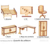 Kit Miniaturas Mdf Cru Quarto de Solteiro K2001 - Woodplan