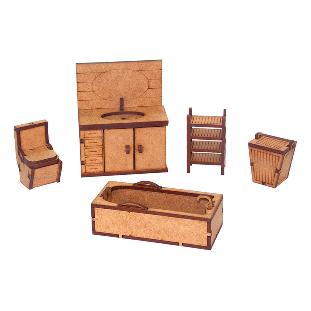 Kit Miniaturas Mdf Cru Banheiro K2005 - Woodplan
