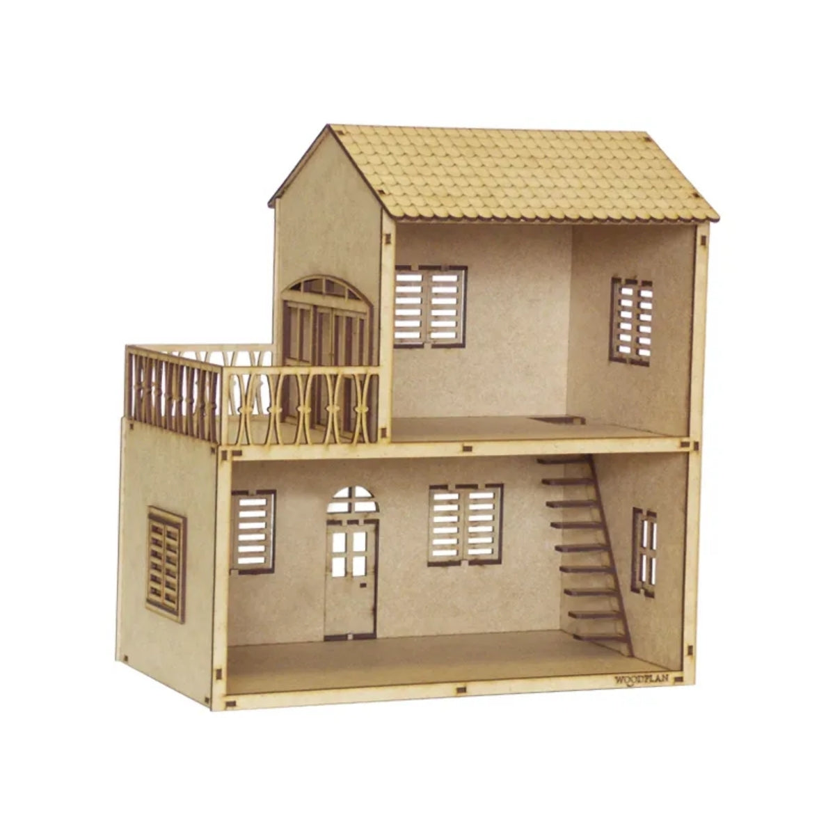 Casinha Mdf Cru Mini Mini com Sacada W4004 - Woodplan