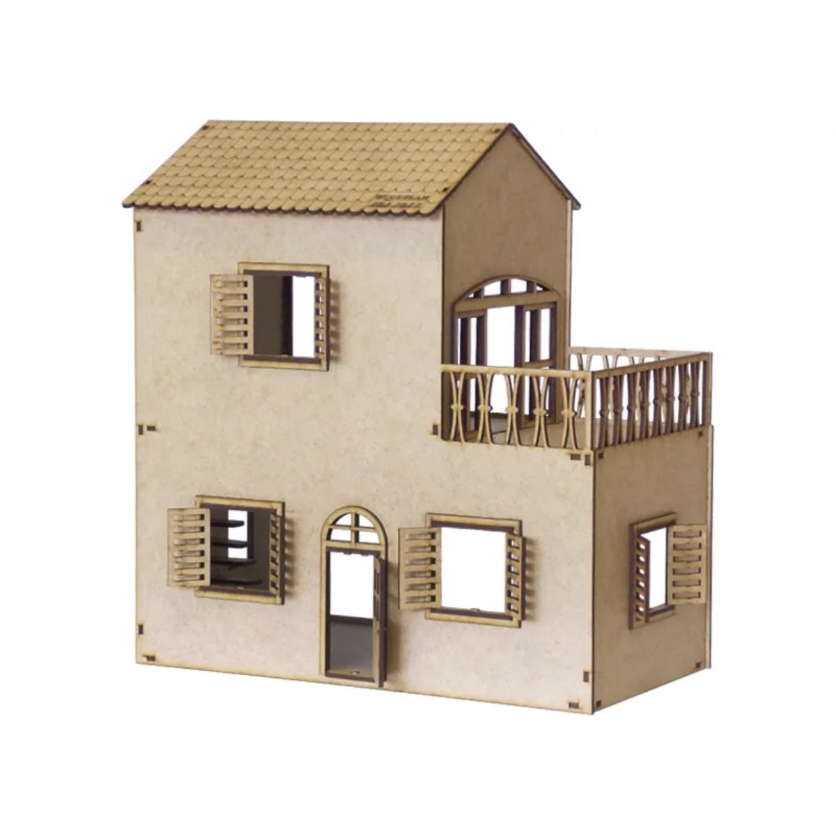 Casinha Mdf Cru Mini Mini com Sacada W4004 - Woodplan