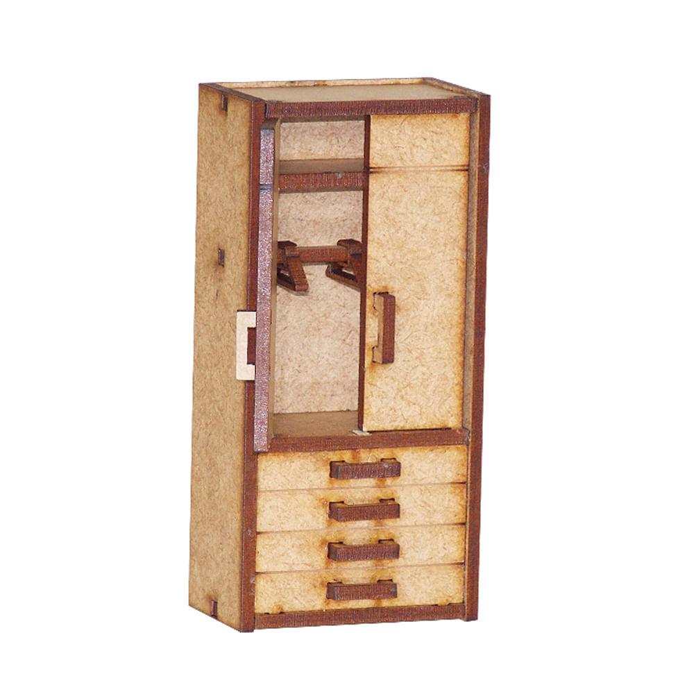 Miniatura Mdf Cru Guarda-roupa Solteiro M1030 - Woodplan