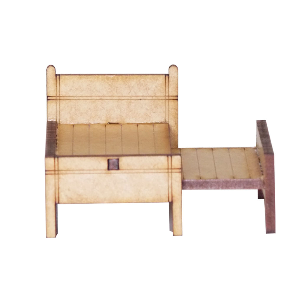 Miniatura Mdf Cru Cama de Solteiro/bicama 4x4x7,5cm M1041 - Woodplan