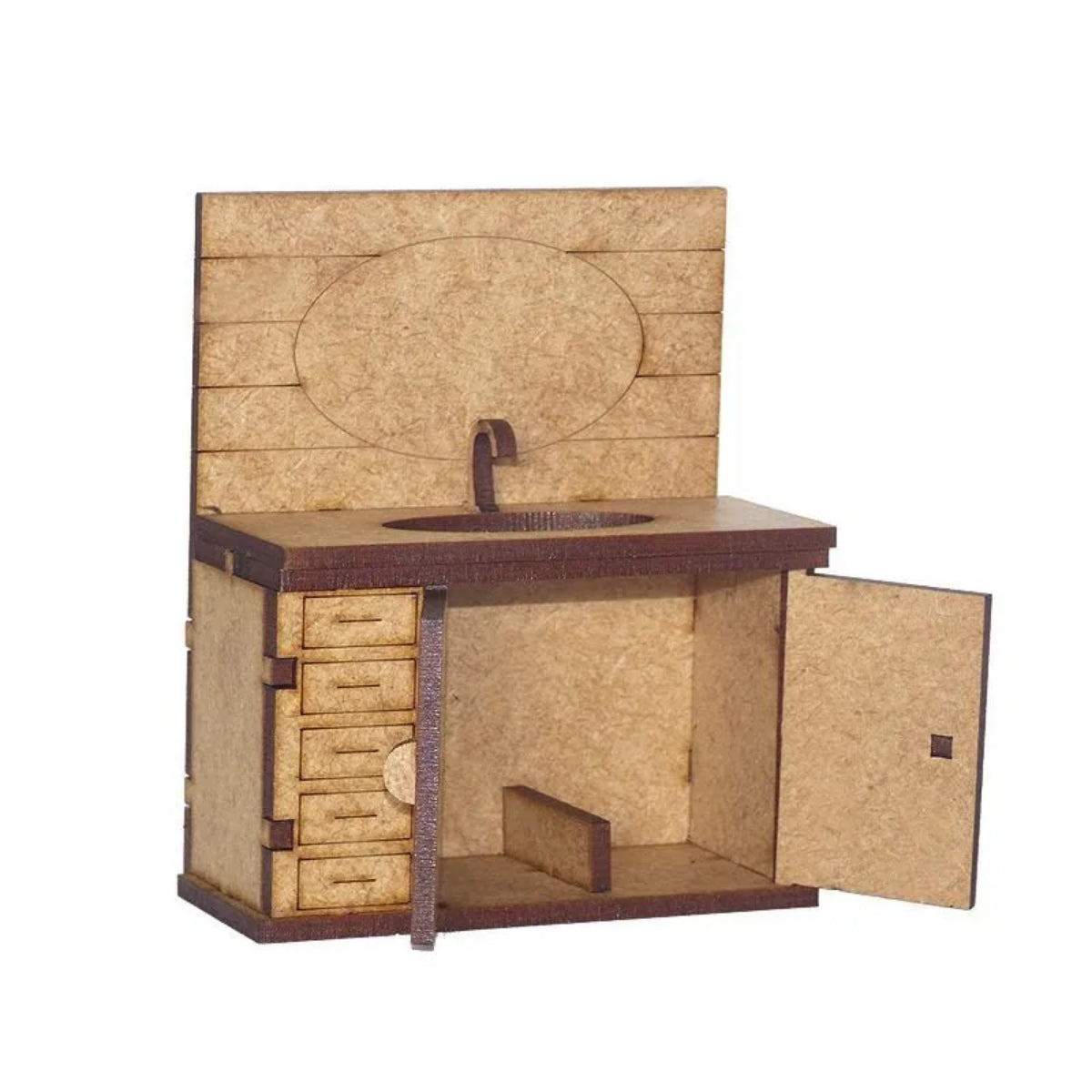Miniatura Mdf Cru Pia do Banheiro M1007 - Woodplan