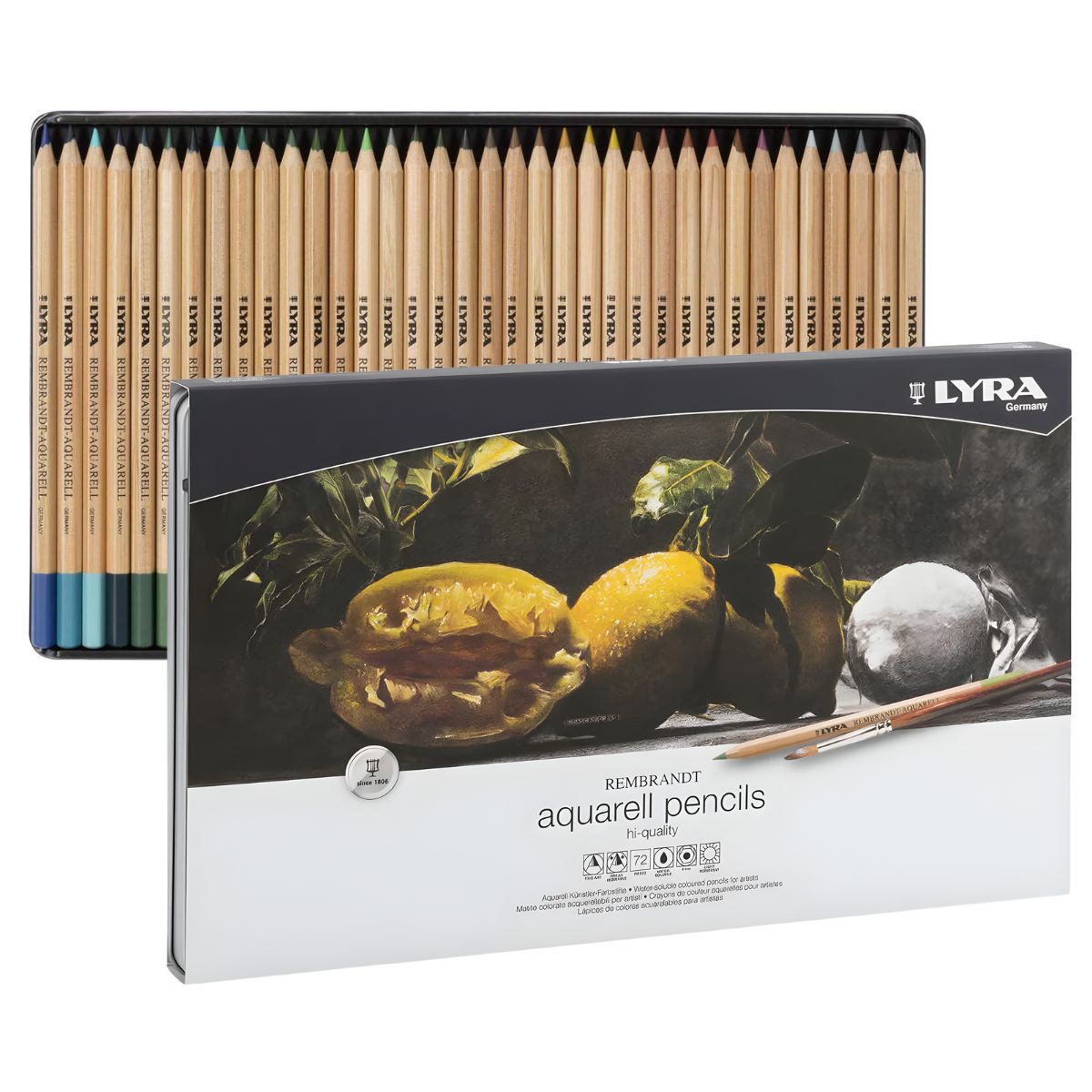 Estojo Lata Lápis de Cor Lyra Aquarelável Rembrandt Aquarell 72 Cores