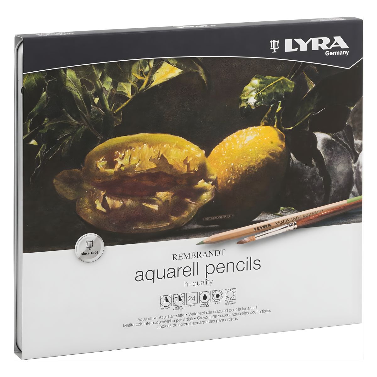 Estojo Lata Lápis de Cor Lyra Aquarelável Rembrandt Aquarell 24 Cores
