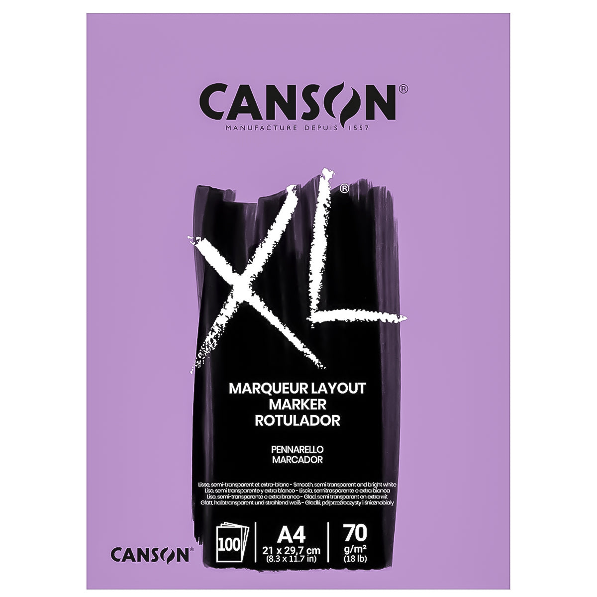 Bloco Papel Canson Xl Marker 70 G/m² 100 Folhas