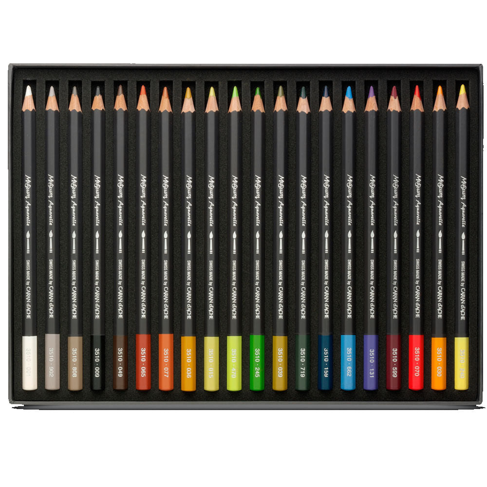 Estojo Lápis de Cor Caran D'ache Museum Aquarelável com 20 Cores