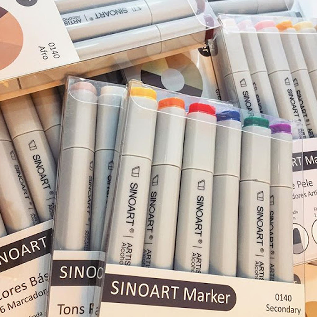 Marcador Artístico Sinoart Tons Cinza com 06 Cores