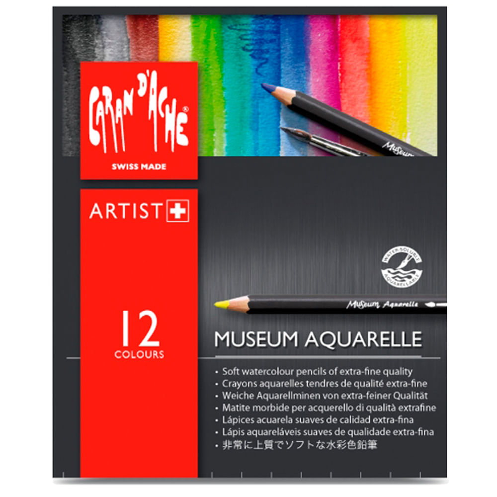 Estojo Lápis de Cor Caran D'ache Museum Aquarelável com 12 Cores