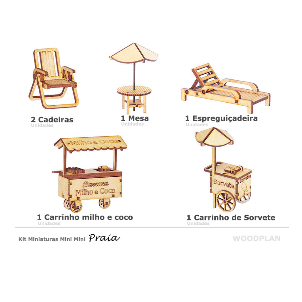 Kit Miniaturas Mdf Cru Praia K2009 - Woodplan
