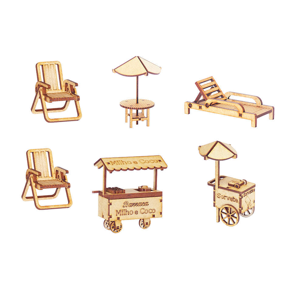 Kit Miniaturas Mdf Cru Praia K2009 - Woodplan