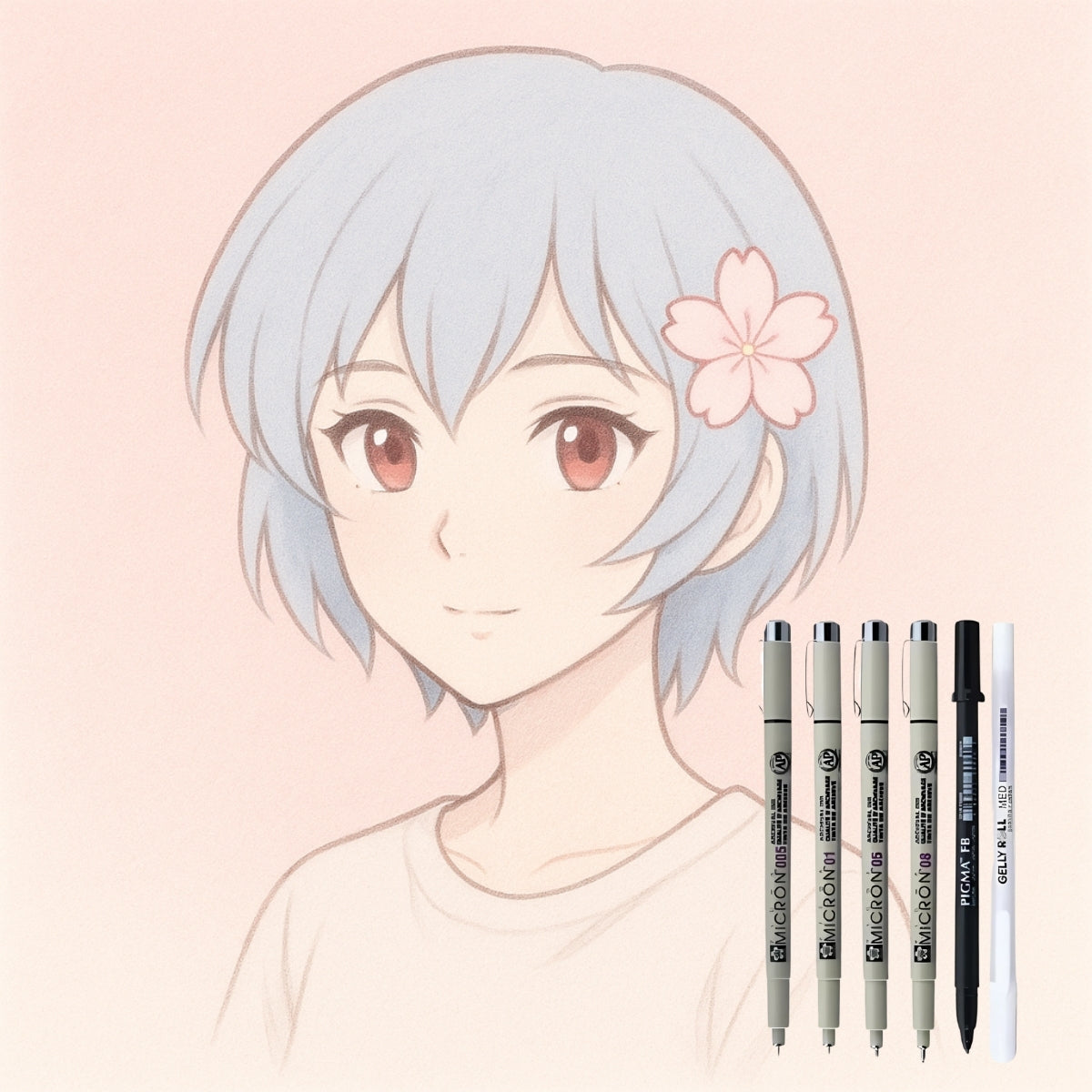 Estojo de Marcador Técnico Nankin Pigma Micron Manga com 6 Peças Xsdk-m6 Sakura
