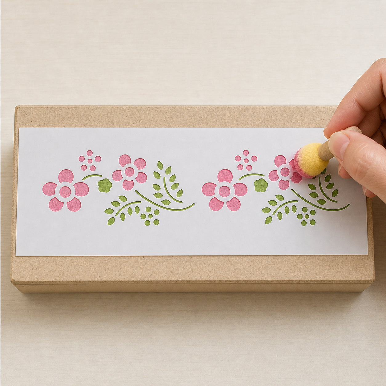 Stencil Pequeno Arabesco Flor Ii 7x17cm para Pintura Decorativa e Artesanato Stp-0056 - Litoarte