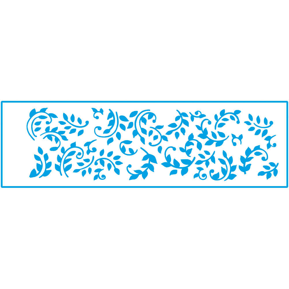 Stencil Estreito Barrado Folhas em Arabesco 8x28cm para Pintura Decorativa e Artesanato Ste-152 - Litoarte