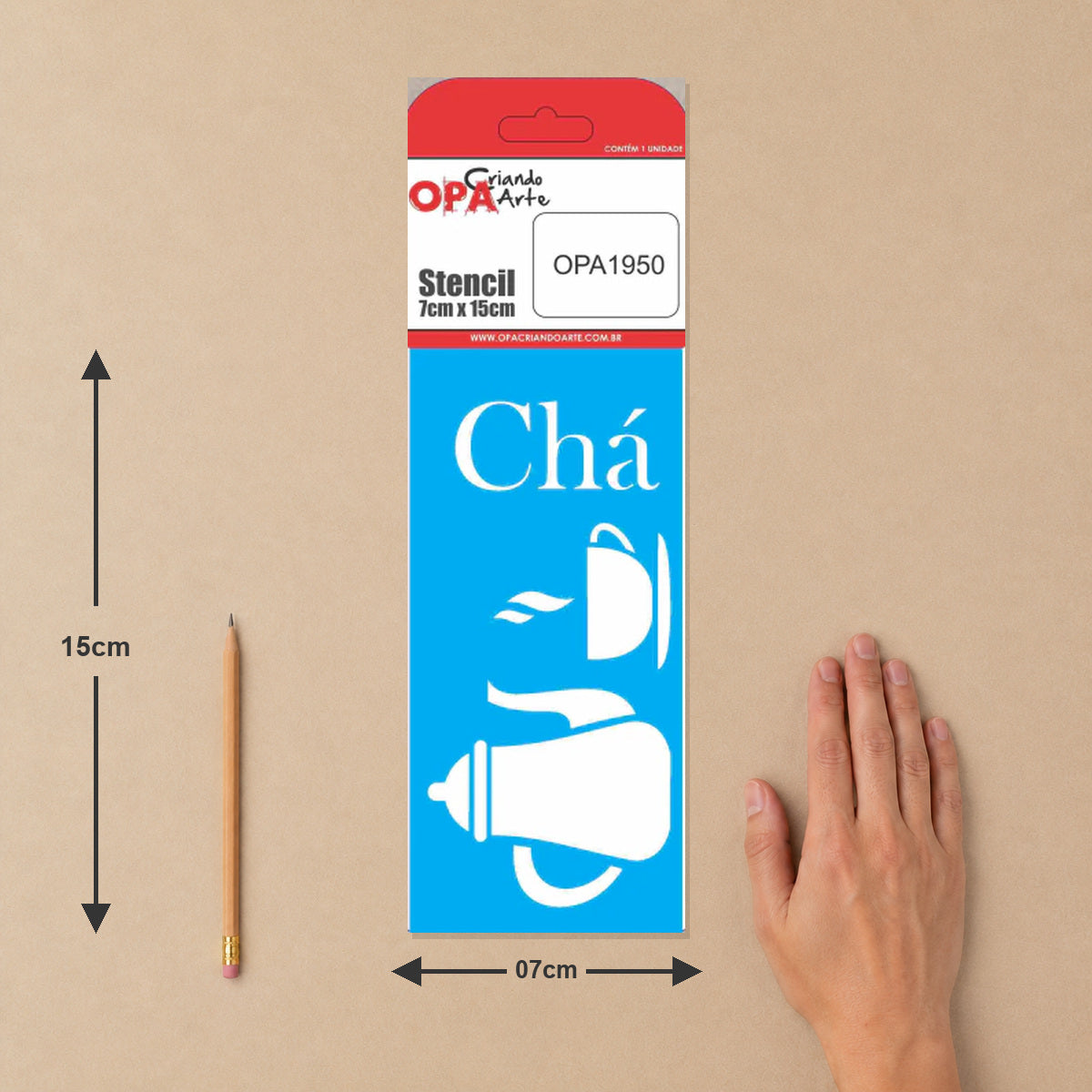 Stencil Chá 7x15cm para Pintura Decorativa e Artesanato 1950 - Opa