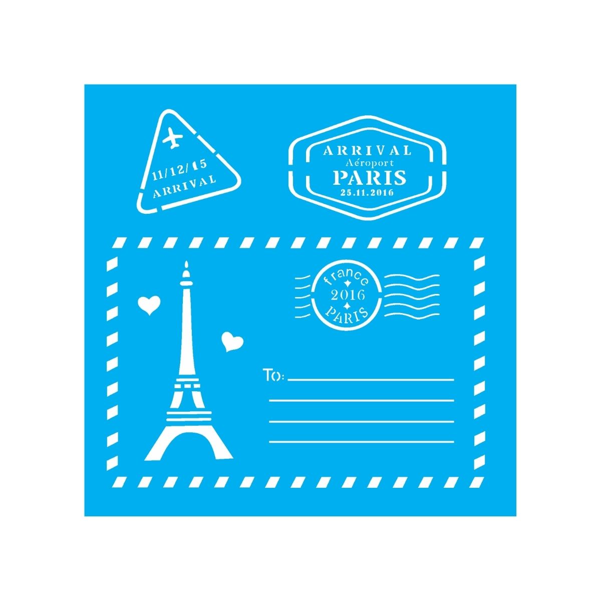 Stencil para Pintura Opa 14x14cm - 2008 Cartao Postal Paris