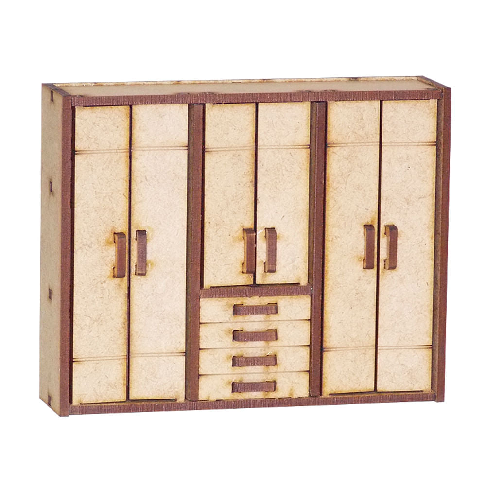 Miniatura Mdf Cru Guarda-roupa de Casal 11x13,6x3cm M1040 - Woodplan