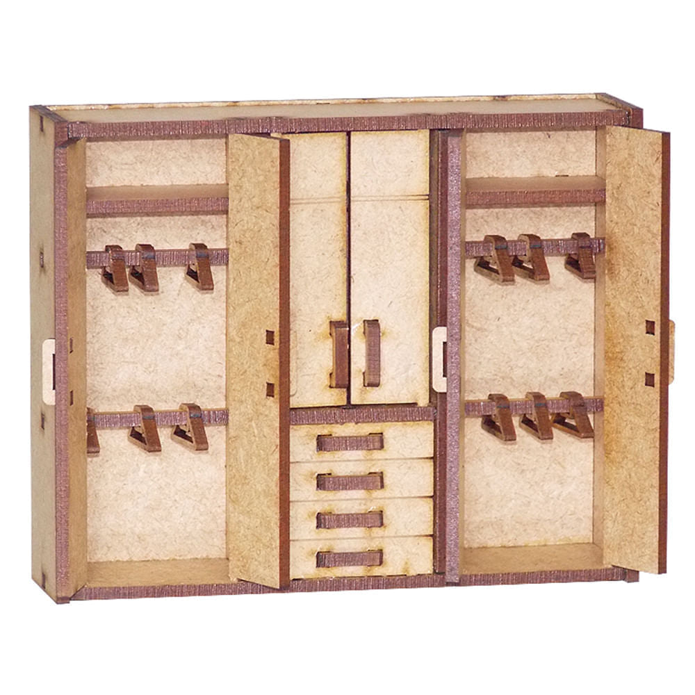 Miniatura Mdf Cru Guarda-roupa de Casal 11x13,6x3cm M1040 - Woodplan