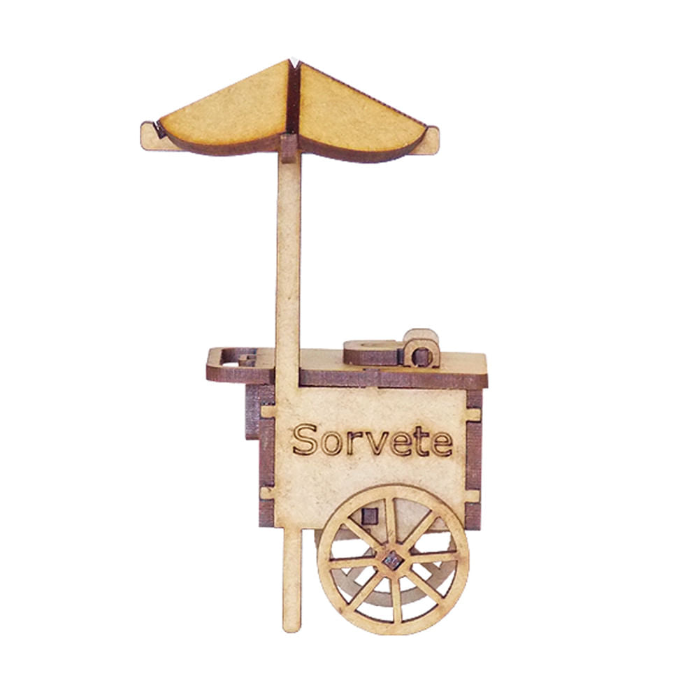 Miniatura Mdf Cru Carrinho de Sorvete 12x7x3,6cm M1043 - Woodplan