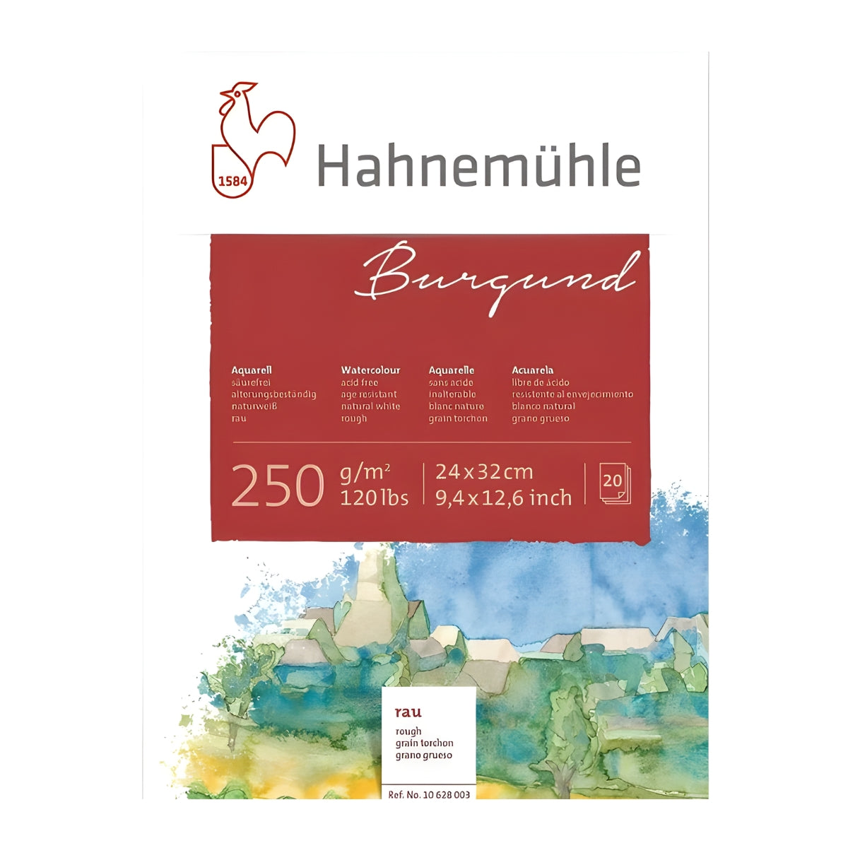 Bloco de Papel para Aquarela Hahnemühle Burgund 250g/m² Textura Rugosa com 20 Folhas