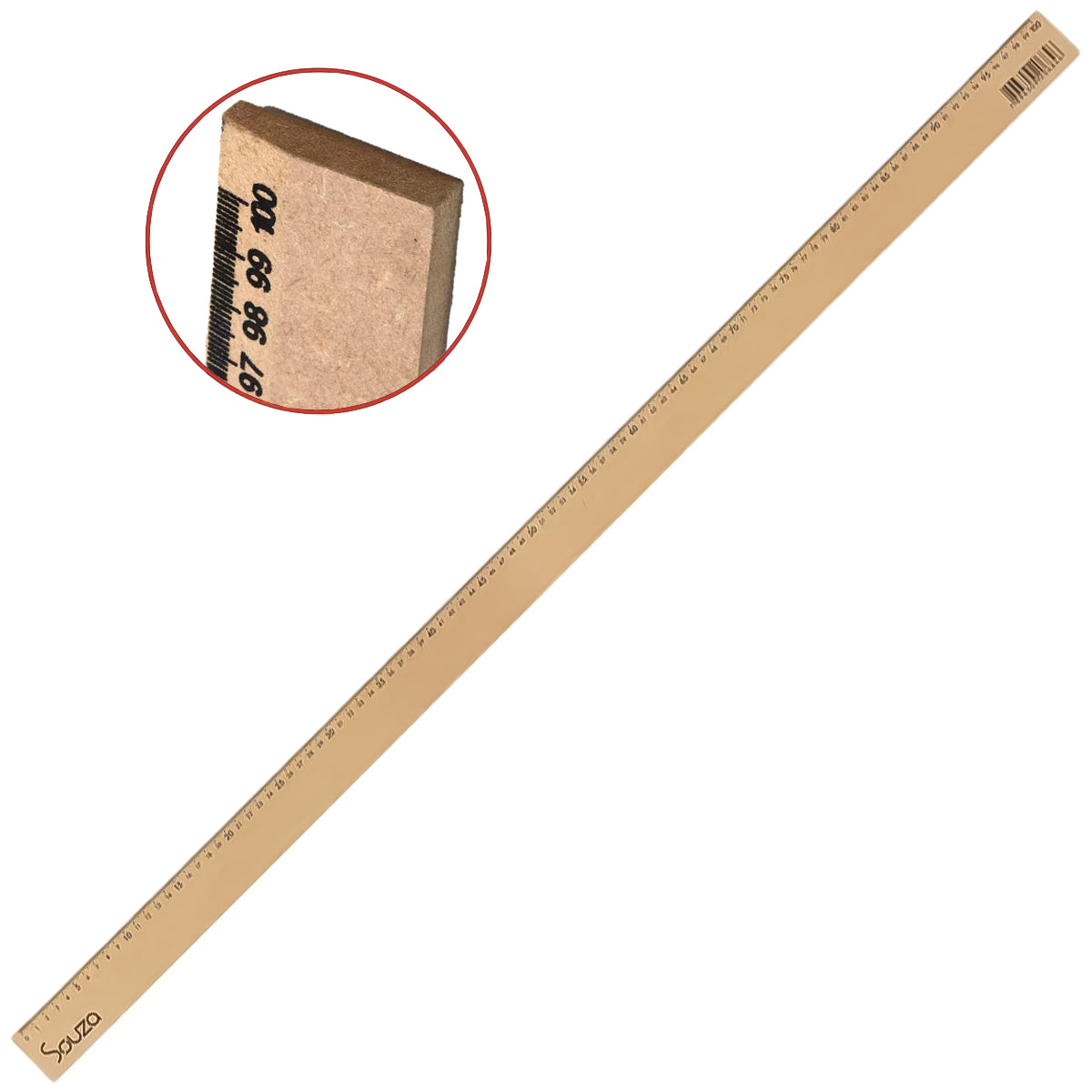 Regua de Madeira Souza Mdf 100cm sem Pegador Natural