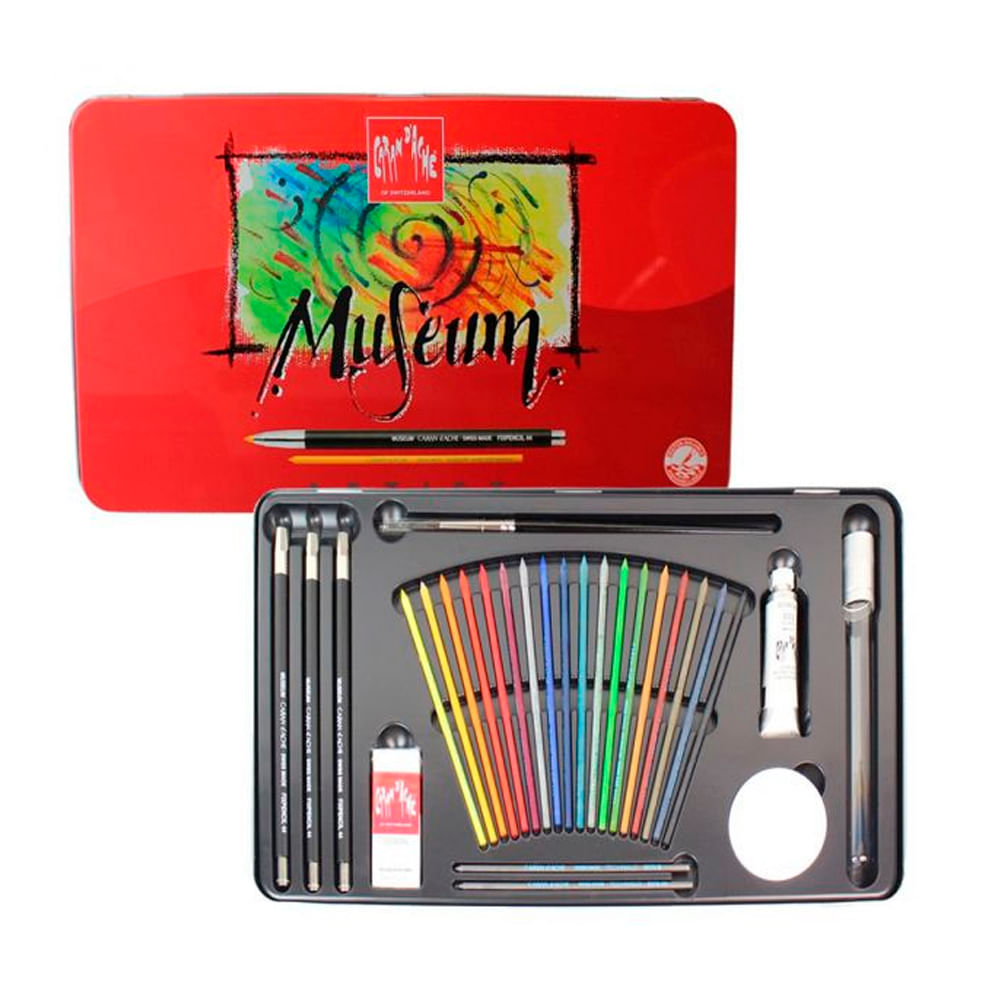 Estojo de Desenho Caran D'ache Museum Aquarela com 28 Peças