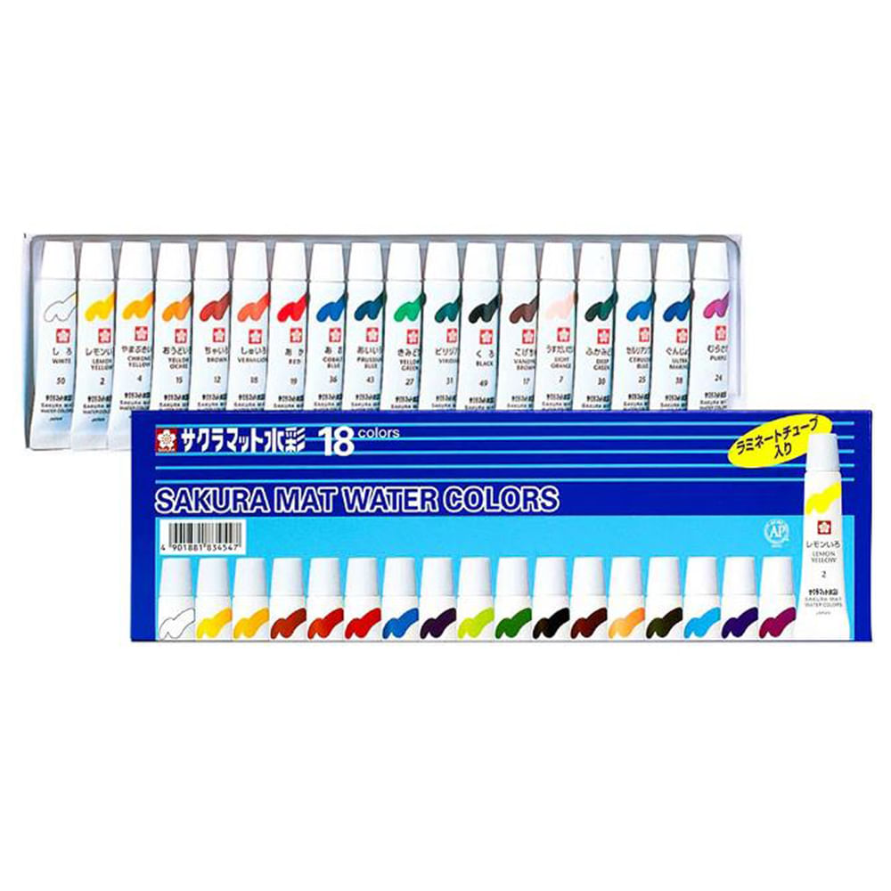 Tinta Aquarela Water Colors 18 Cores Emw-18 - Sakura