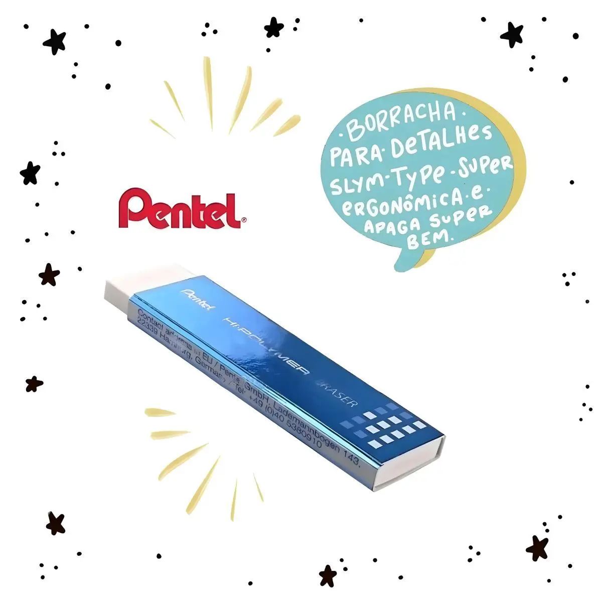 Borracha Hi-polymer Pentel Slim Body Branca