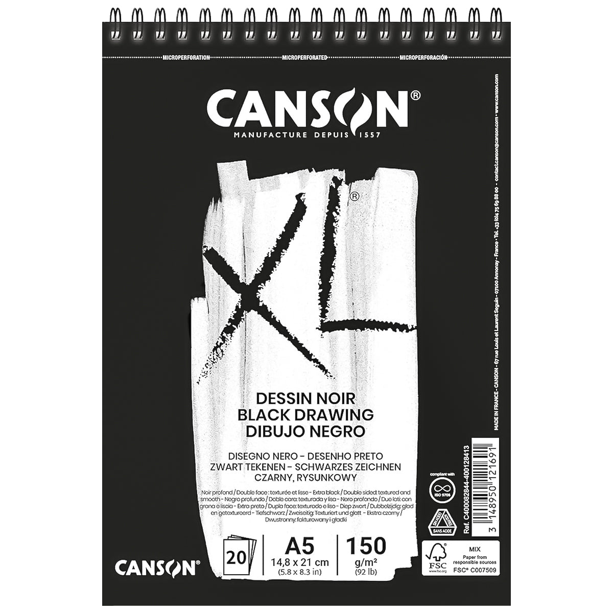 Bloco Papel Canson Xl Dessin Noir 150 g/m²