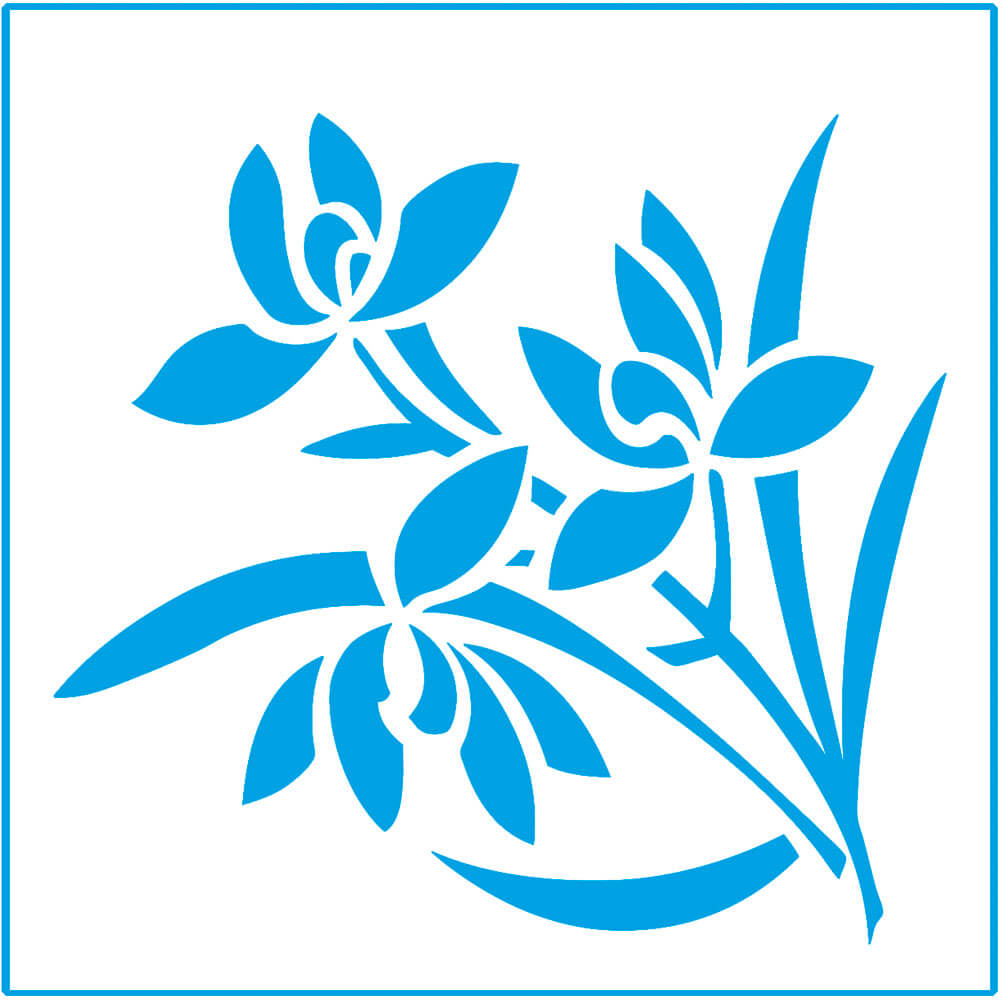 Stencil - Flores 10x10cm para Pintura Decorativa e Artesanato St-x-044 - Litoarte