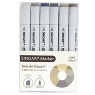 Marcador Artístico Sinoart Tons Cinza Ii com 06 Cores