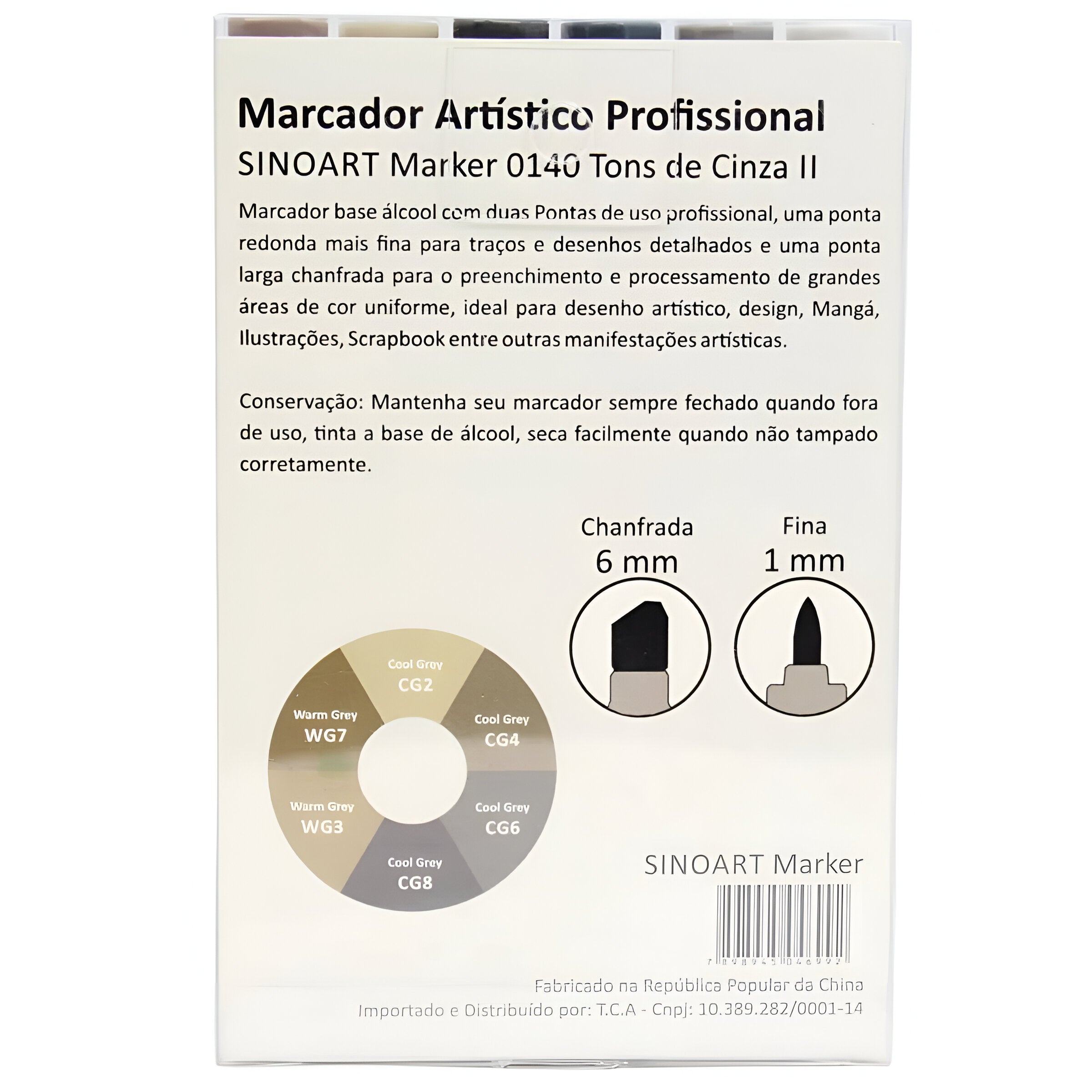 Marcador Artístico Sinoart Tons Cinza Ii com 06 Cores