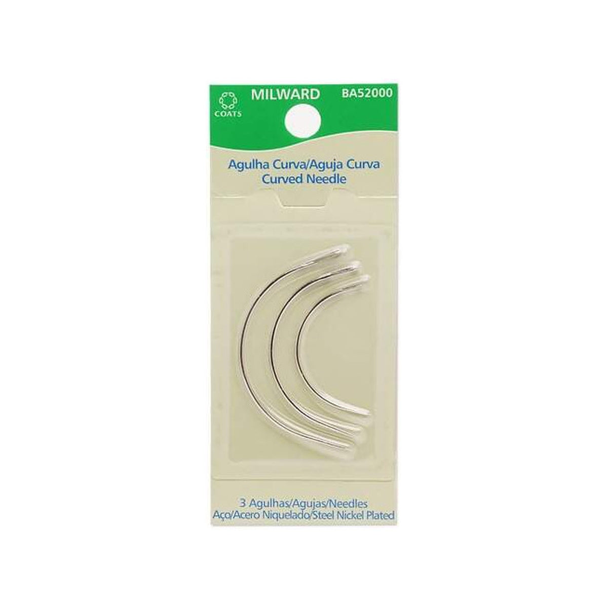 Agulha Curva Costura Manual com 3 Unidades - Milward