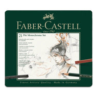 Estojo para Desenho Monocromático Pitt Médio 21 Peças Faber-castell 112976