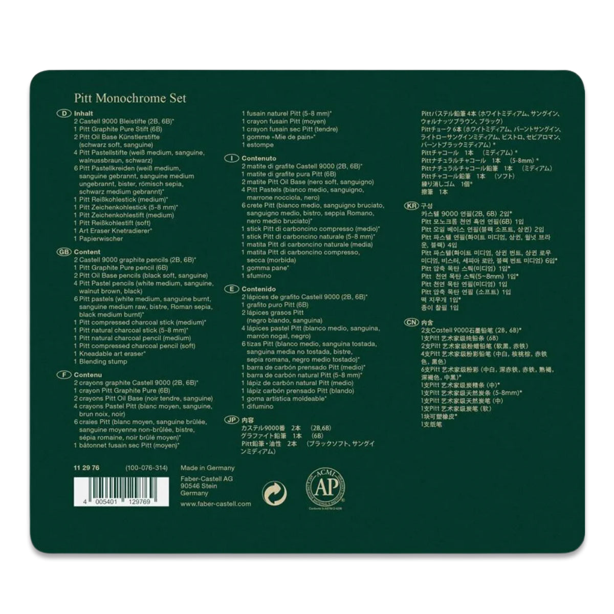 Estojo para Desenho Monocromático Pitt Médio 21 Peças Faber-castell 112976