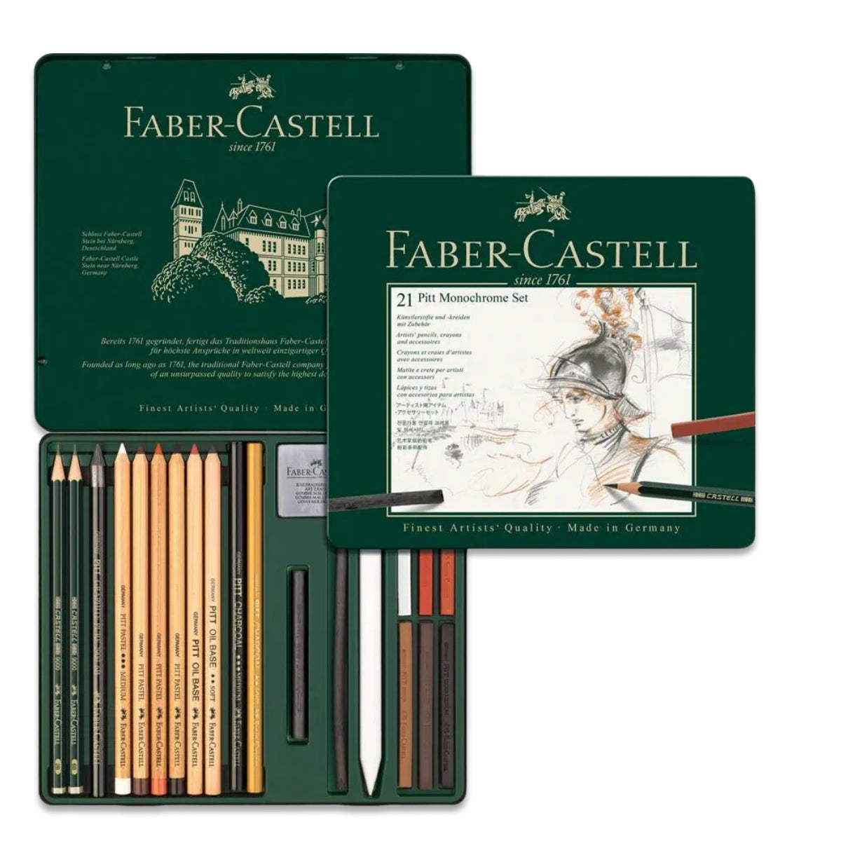 Estojo para Desenho Monocromático Pitt Médio 21 Peças Faber-castell 112976