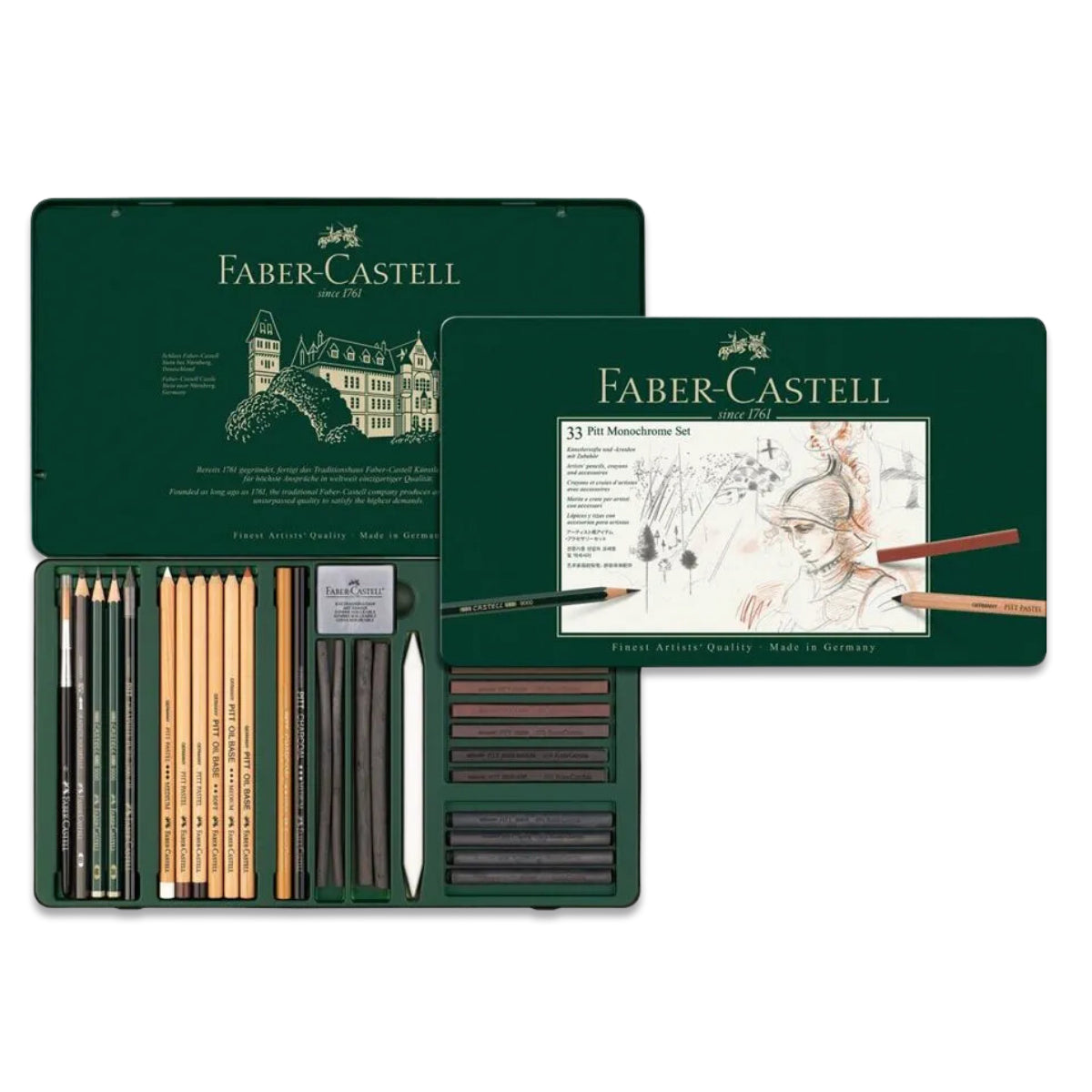Estojo para Desenho Monocromático Pitt Grande 33 Peças Faber-castell 112977