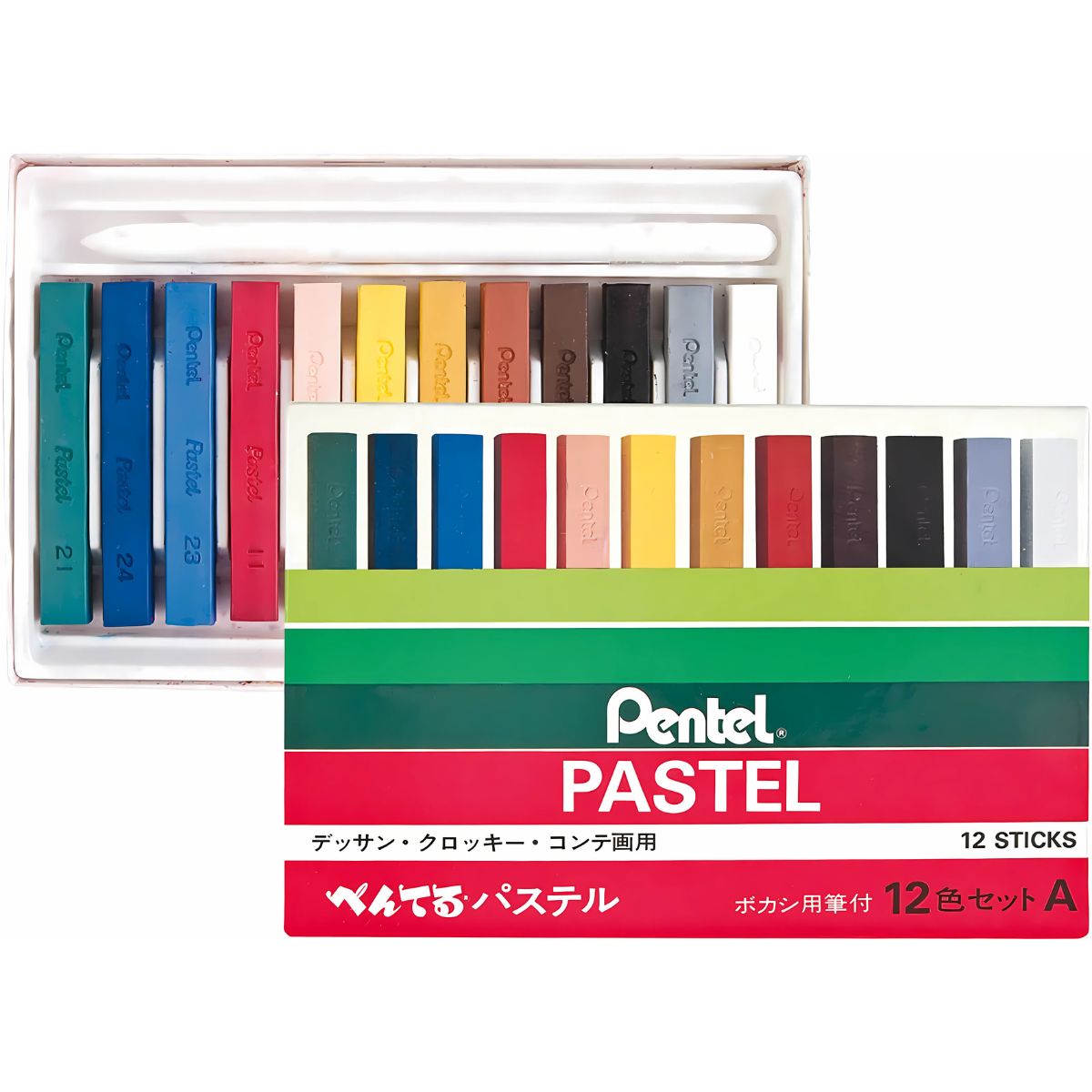 Estojo Giz Pastel Seco Pentel com 12 Cores