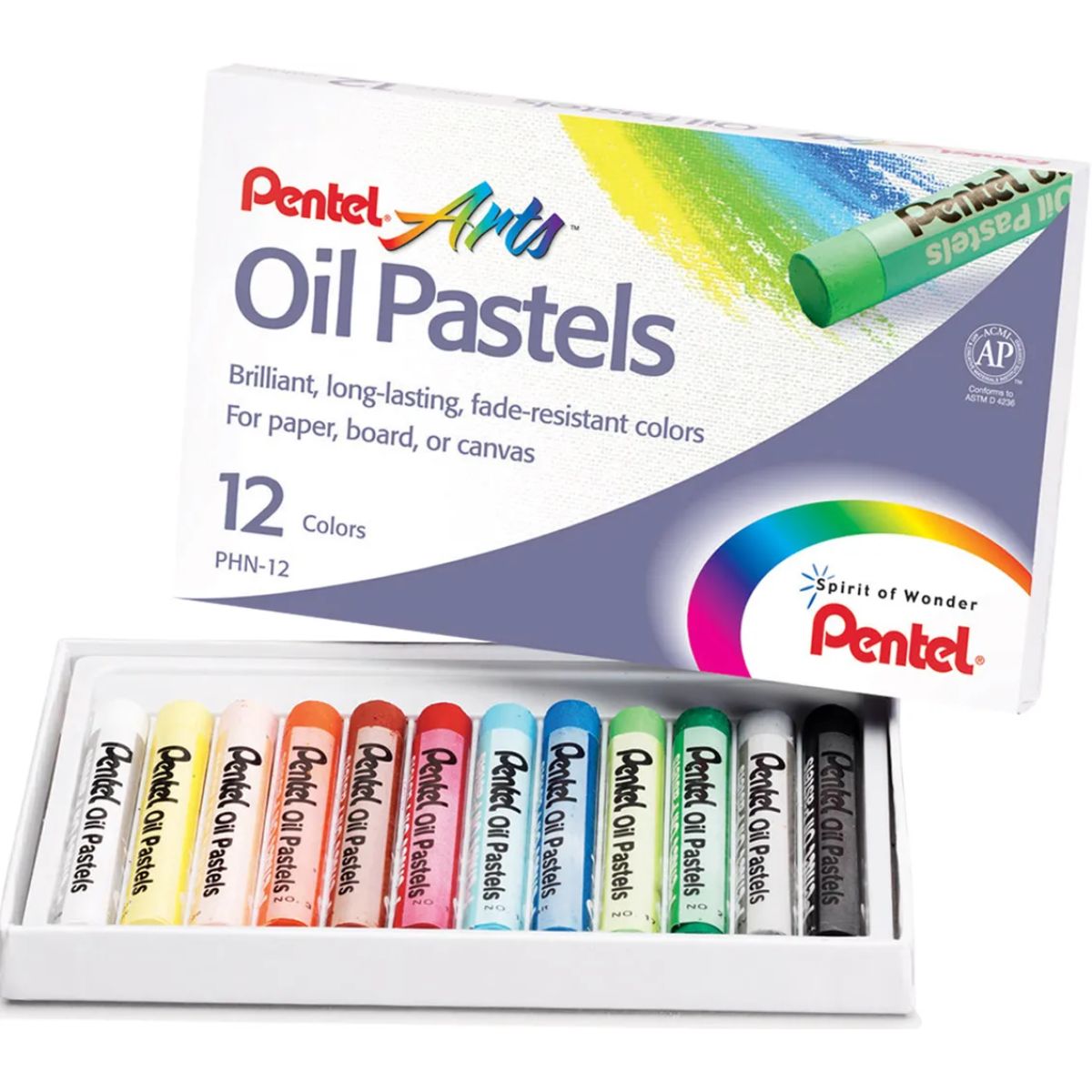 Estojo Giz Pastel Oleoso Phn Pentel com 12 Cores