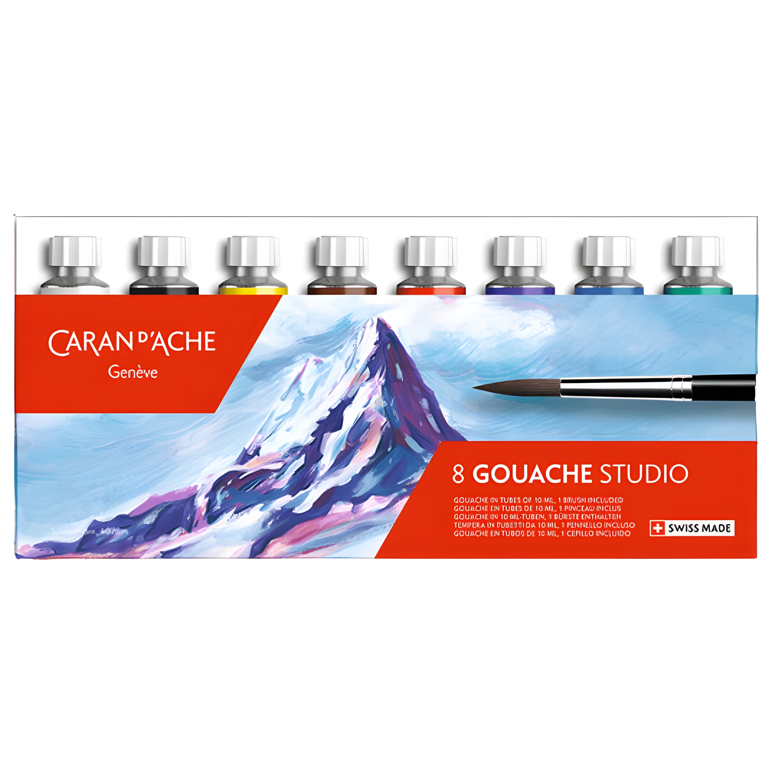 Estojo Tinta Guache Studio Caran D'ache 10ml com 8 Cores + Pincel