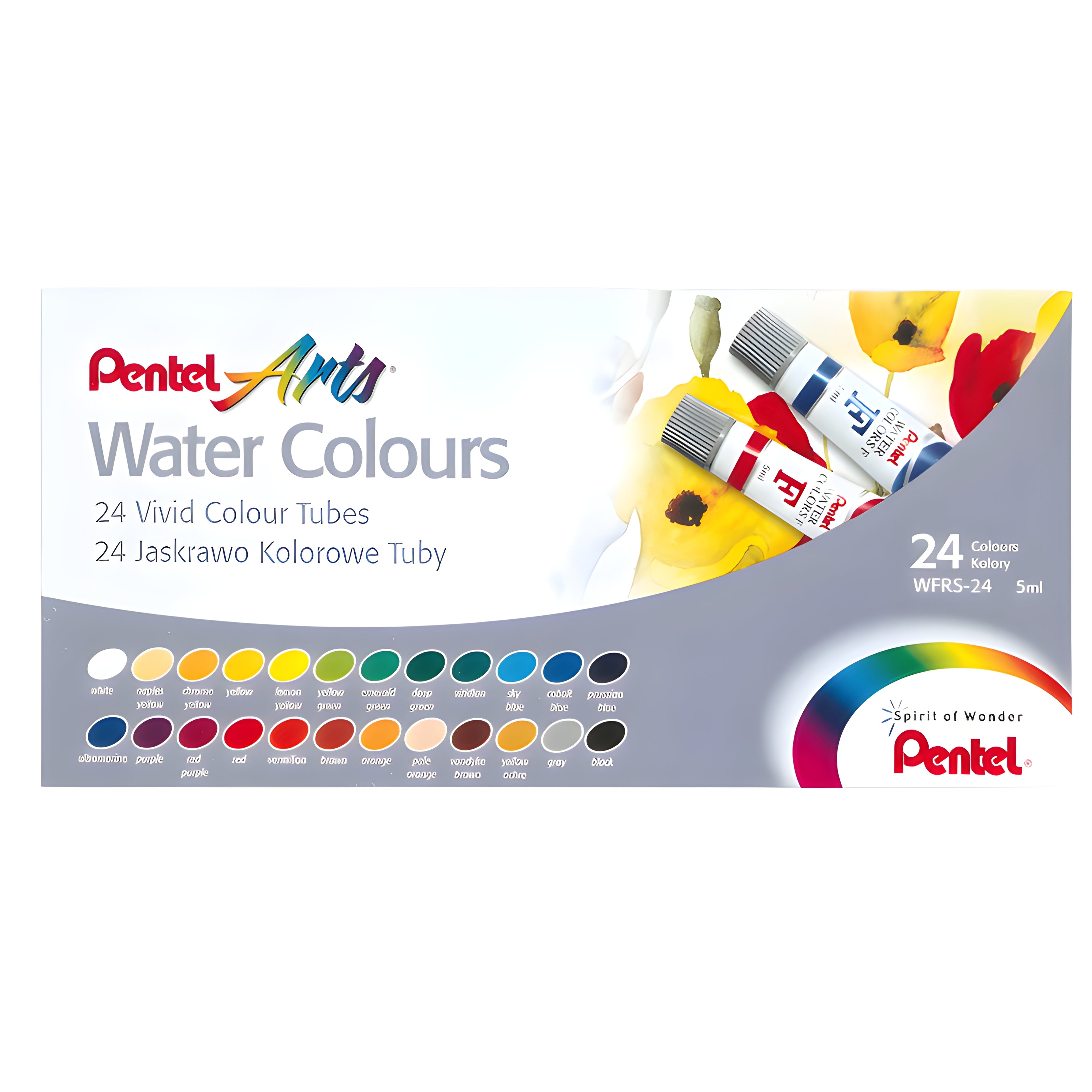 Estojo Tinta Aquarela Wfrs Pentel 5ml com 24 Cores